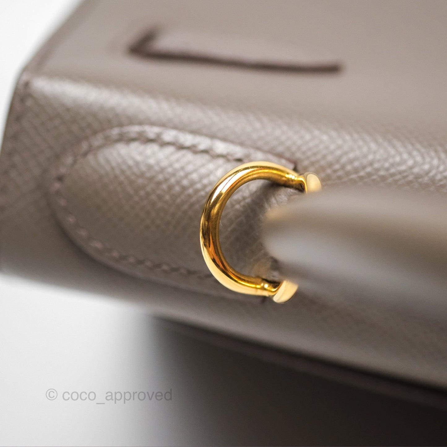 Hermès Kelly Sellier 28 Gris Etain 8F Epsom Gold Hardware