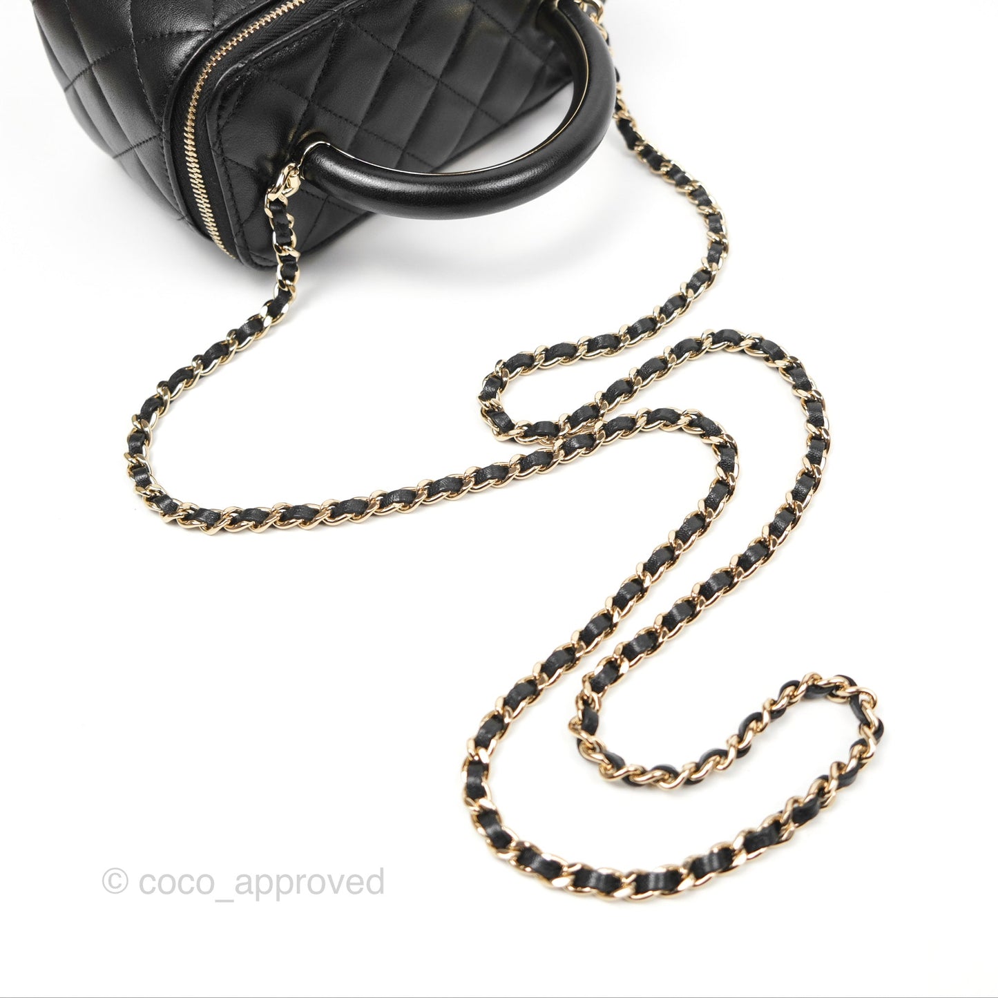 Chanel Top Handle Vanity Rectangular Black Lambskin Gold Hardware