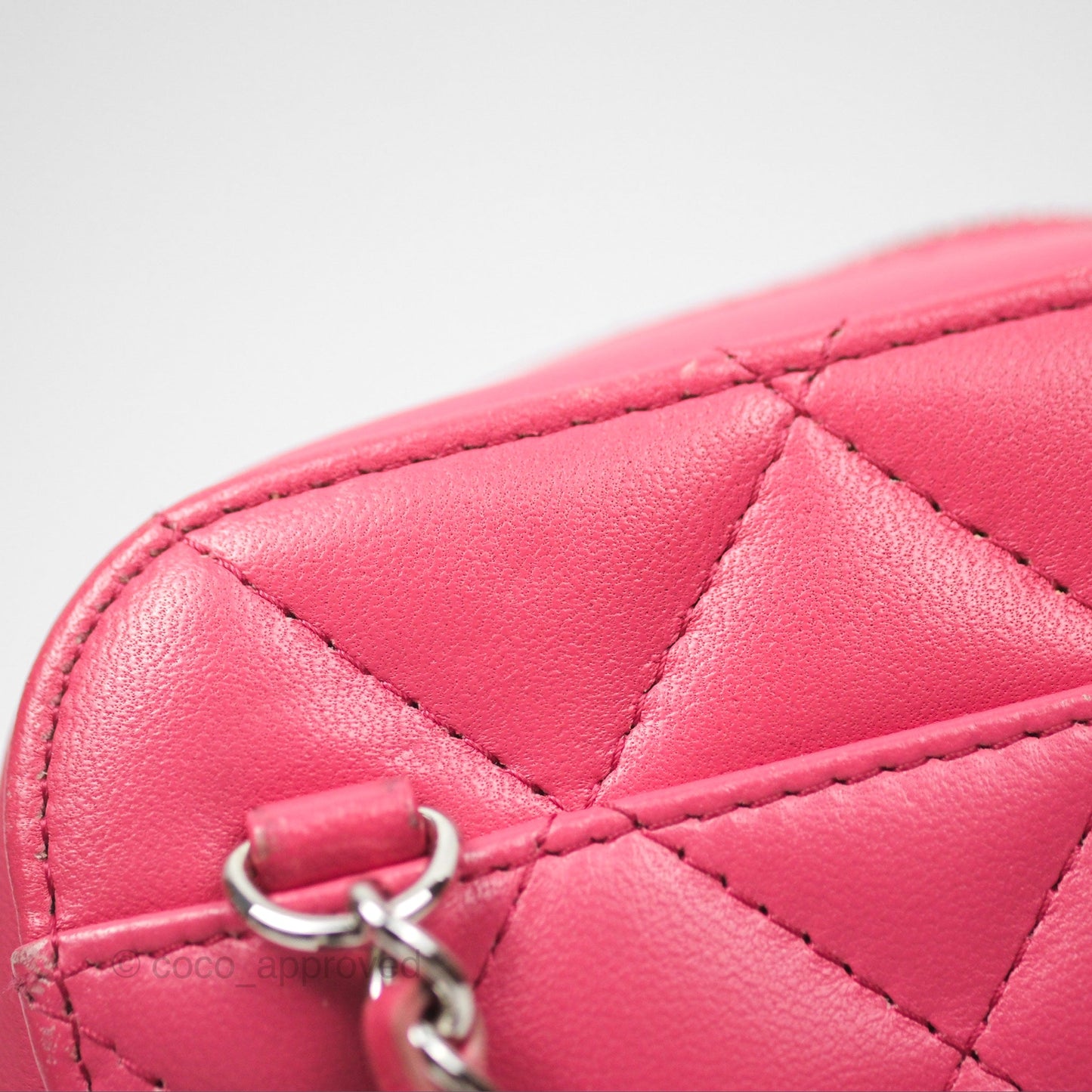 Chanel Quilted Phone Holder Pink Lambskin Silver Hardware
