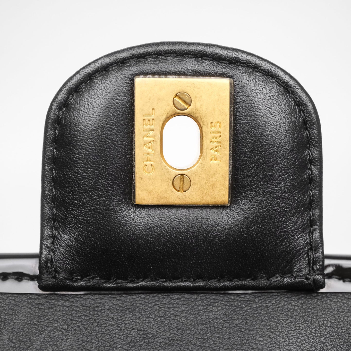Chanel Mini School Memory Top Handle Flap Black Patent
