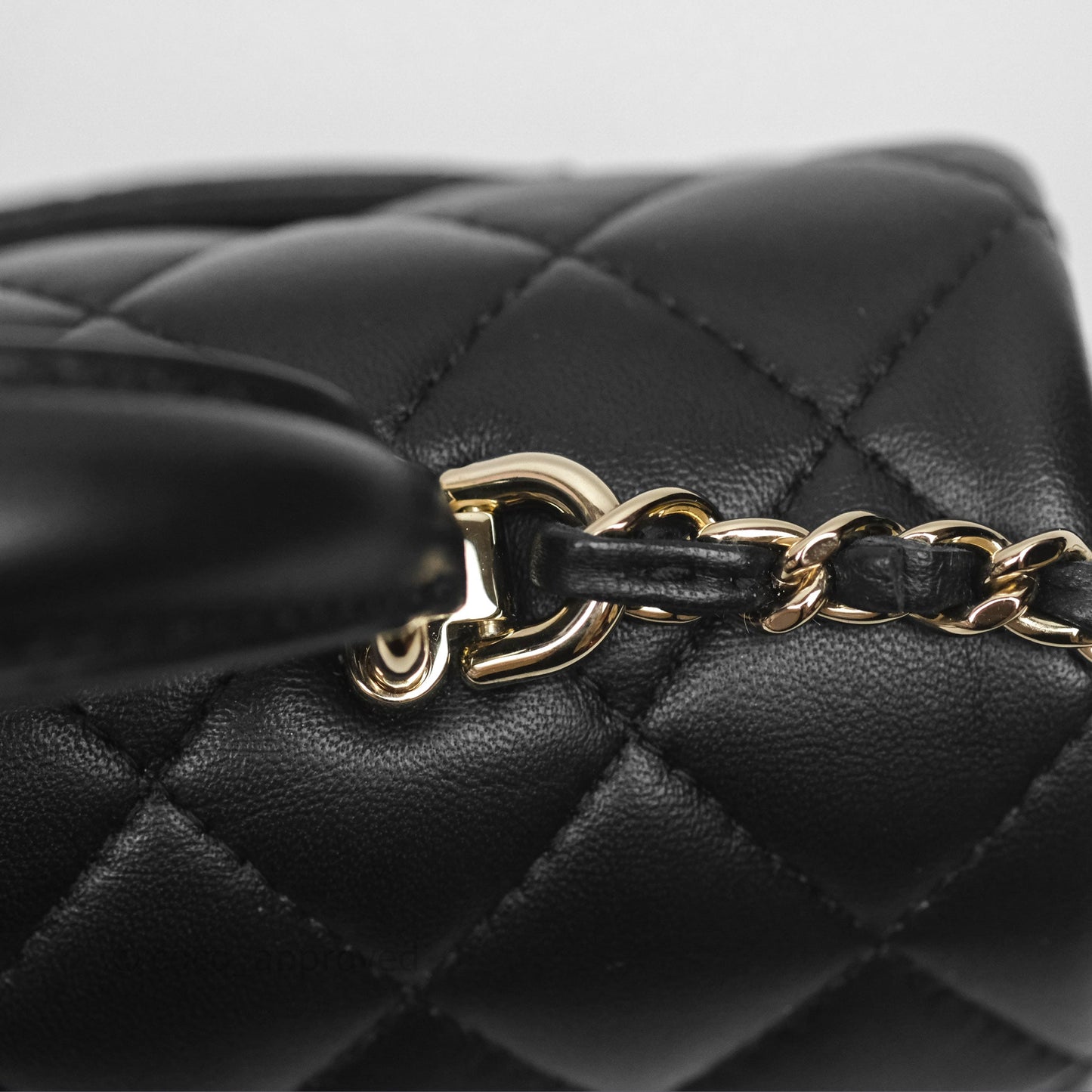 Chanel Top Handle Mini Rectangular Flap Black Lambskin Gold Hardware