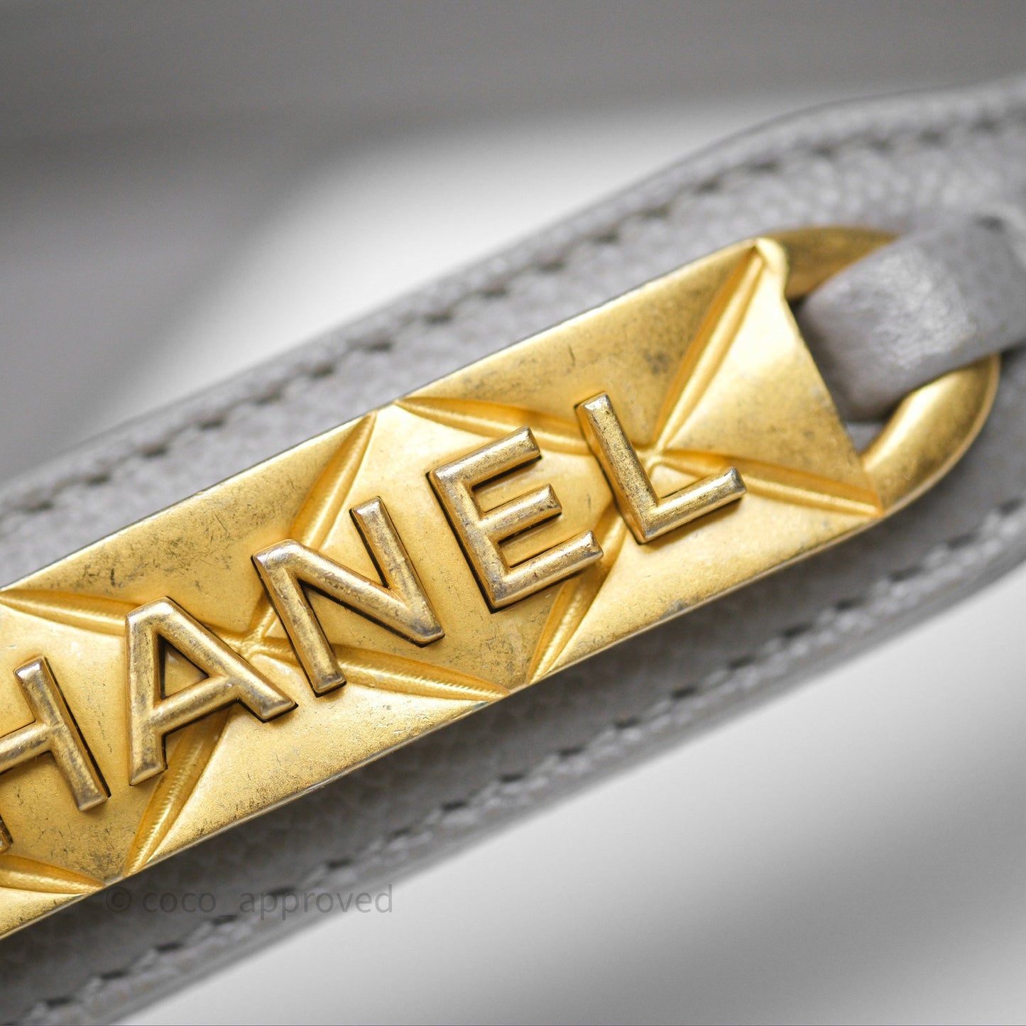 Chanel Drawstring Bucket Bag Grey Grained Calfskin Aged Gold Hardware