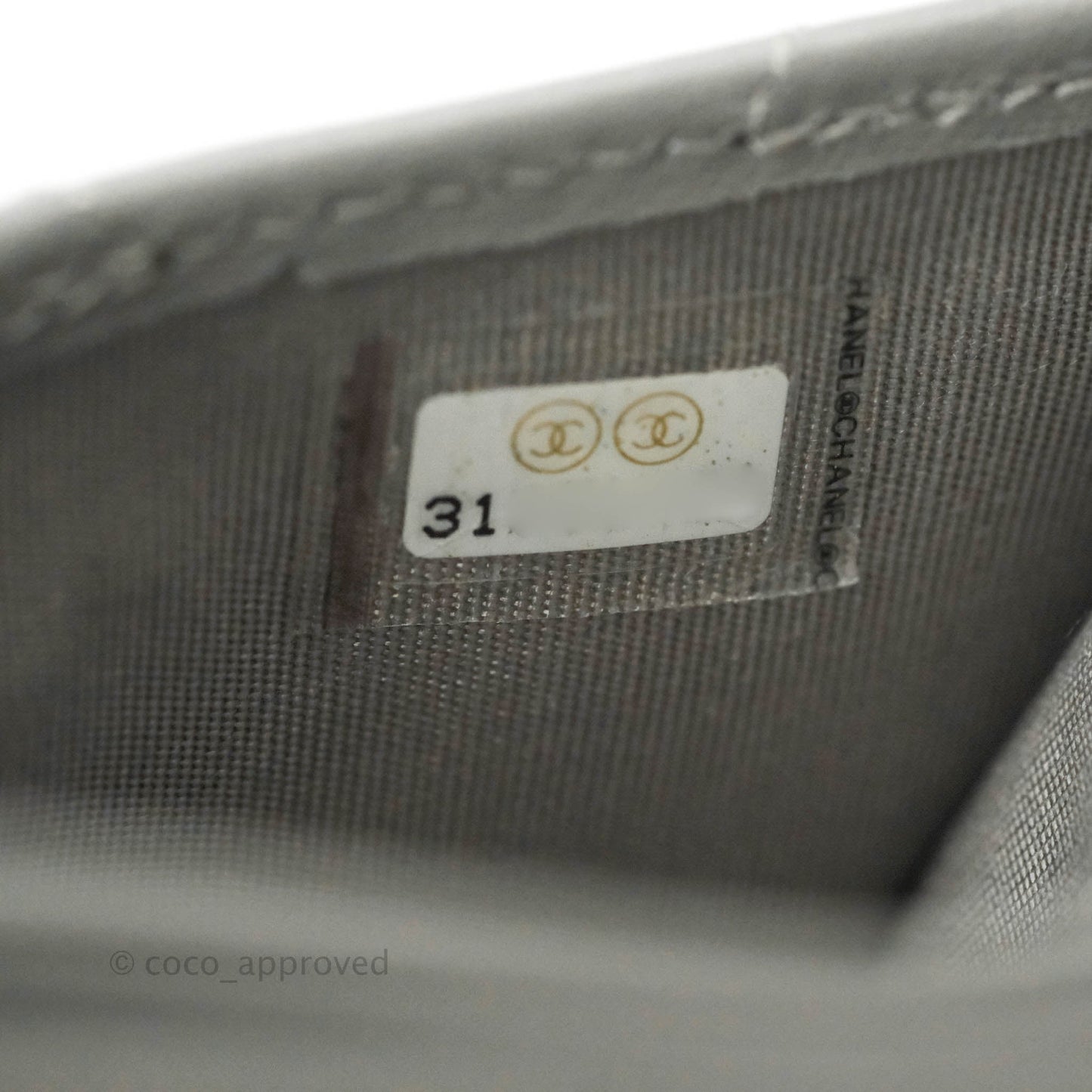 Chanel Classic Flat Card Holder Grey Lambskin Silver Hardware