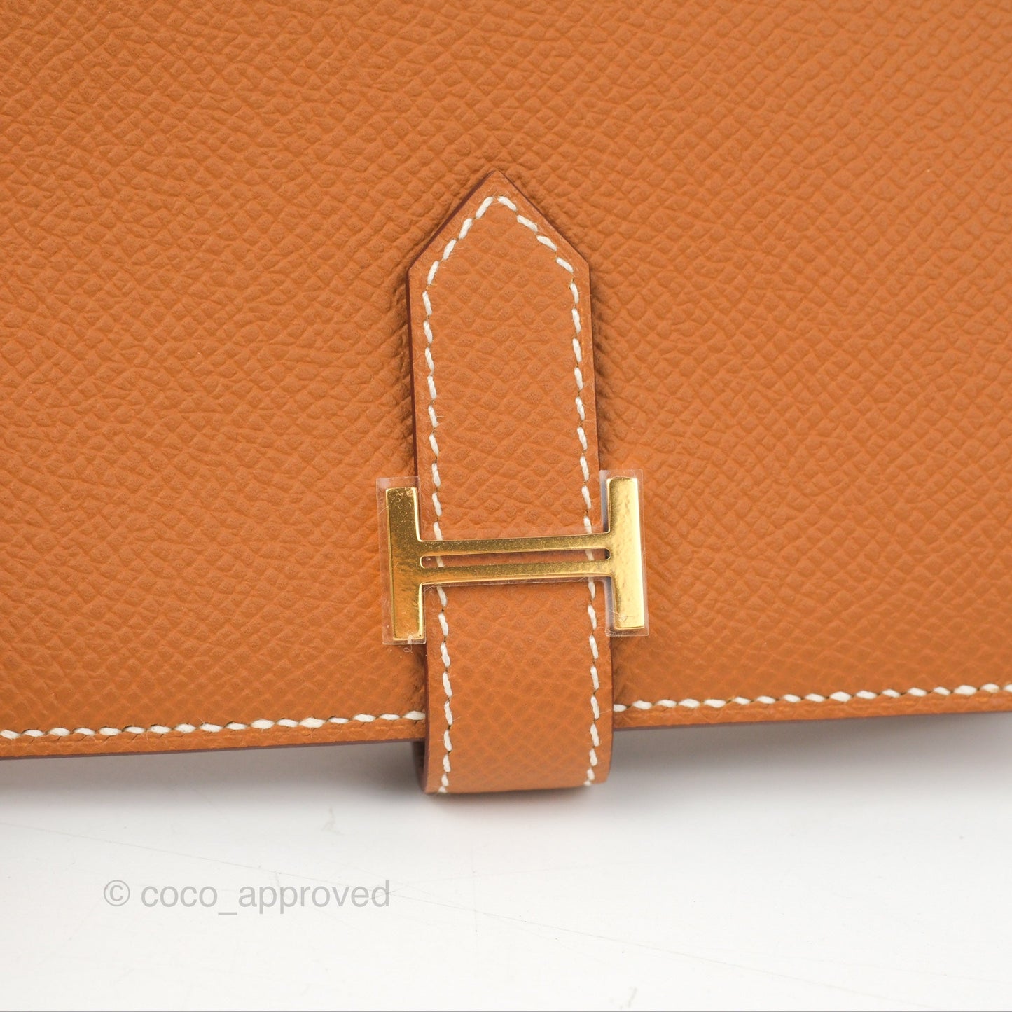Hermes Bearn Compact Wallet Gold Epsom Gold Hardware