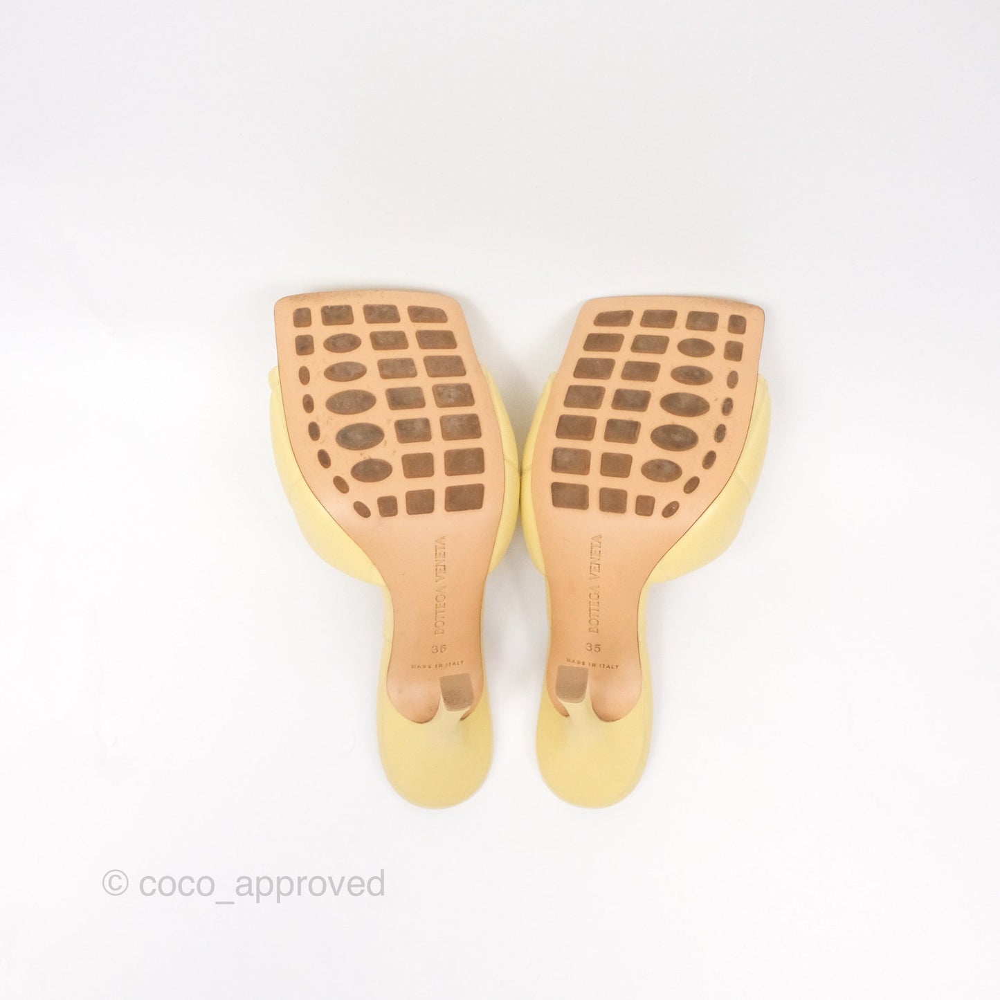 Bottega Veneta Lido Sandals Intrecciato Yellow Lambskin Size 35