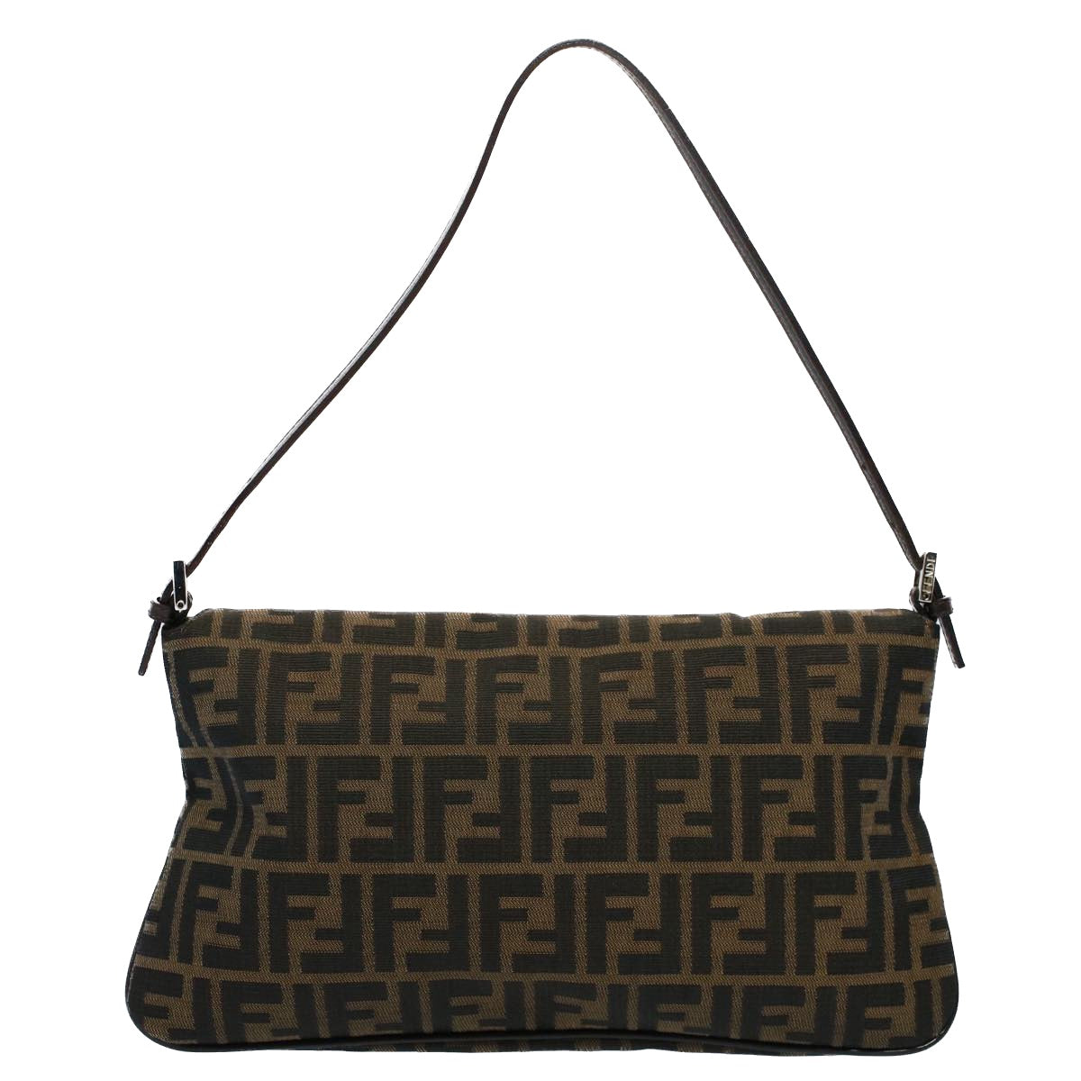 Luxury FendiZucca Canvas Mamma Baguette Shoulder Bag Black Brown55429