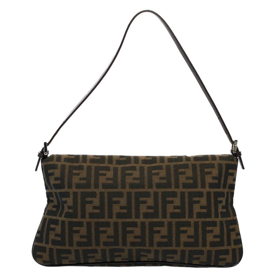 Luxury FendiZucca Canvas Mamma Baguette Shoulder Bag Black Brown55429