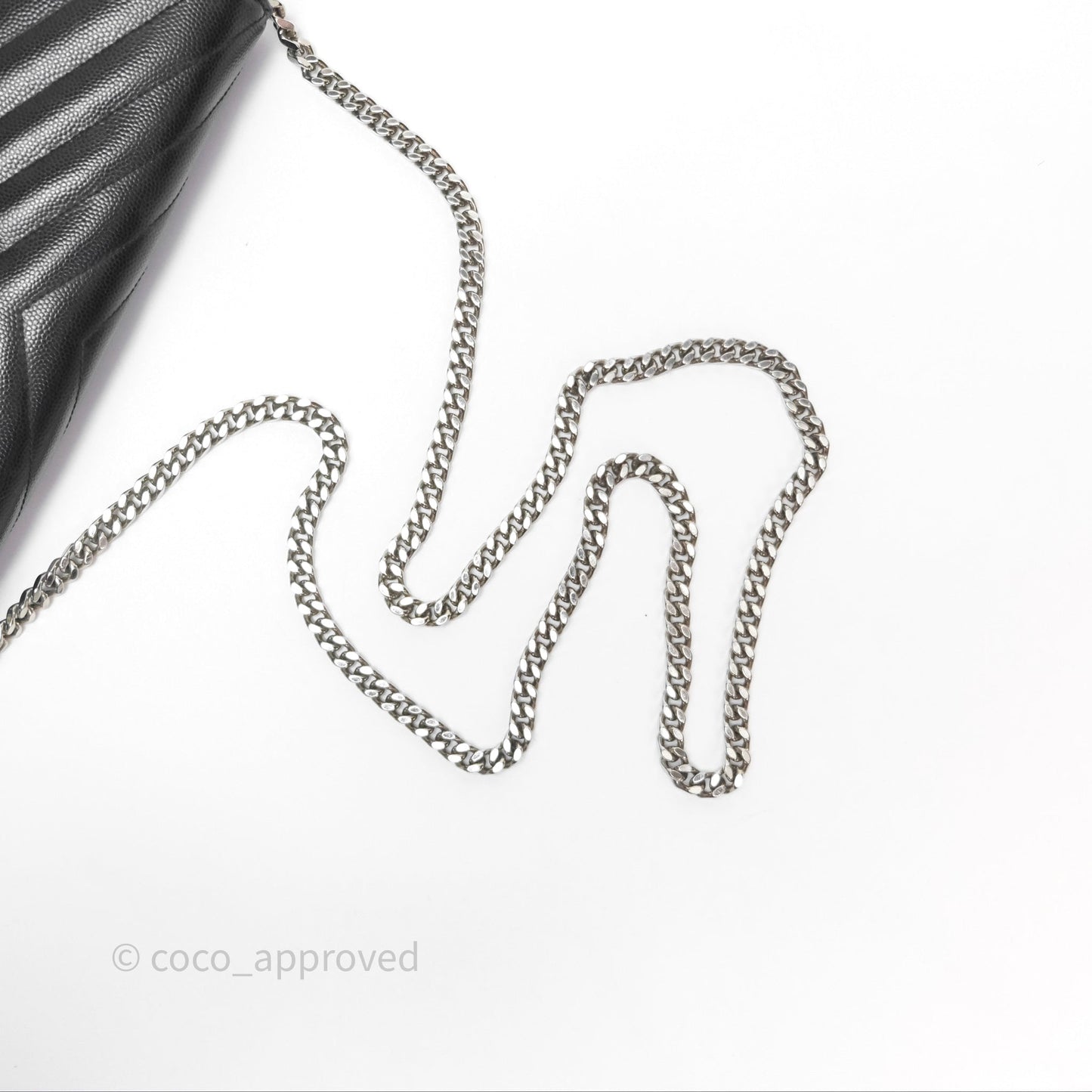 Saint Laurent Wallet on Chain WOC Black Grained Leather Sliver Hardware