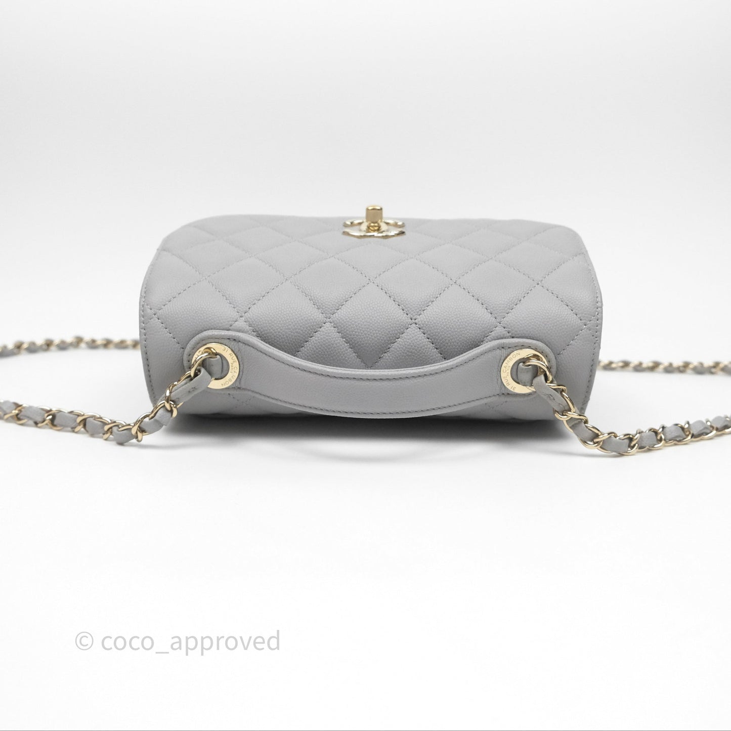 Chanel Quilted Medium Business Affinity Flap Grey Caviar Gold Hardware