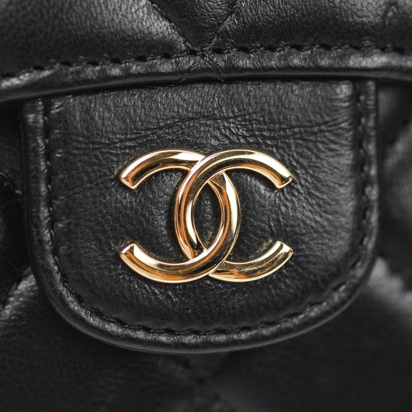 Chanel Mini Handle Clutch With Chain Black Lambskin Gold Hardware