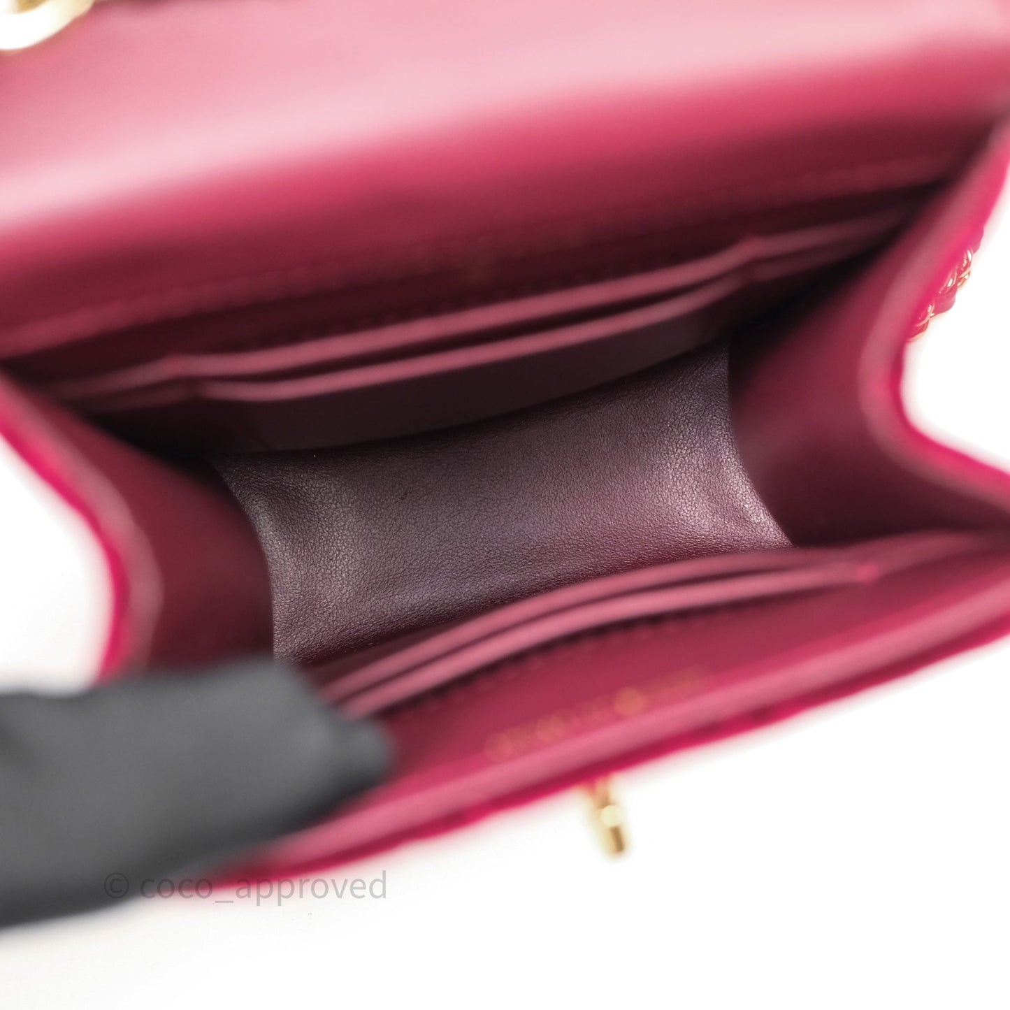 Chanel Quilted Phone Holder Crystals Pearl Crush Red Velvet Gold Hardware