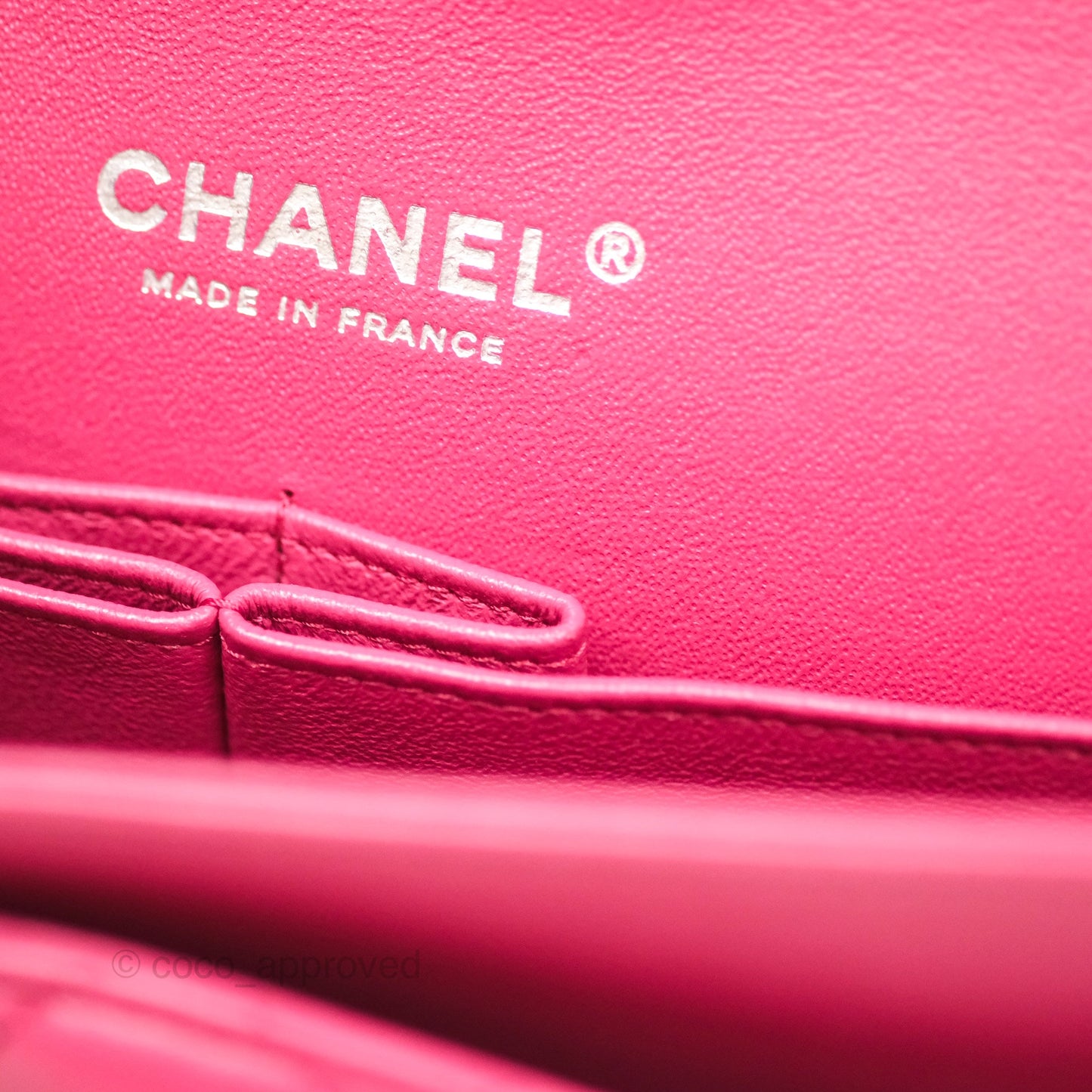 Chanel Classic M/L Medium Flap Quilted Dark Pink Lambskin Silver Hardware