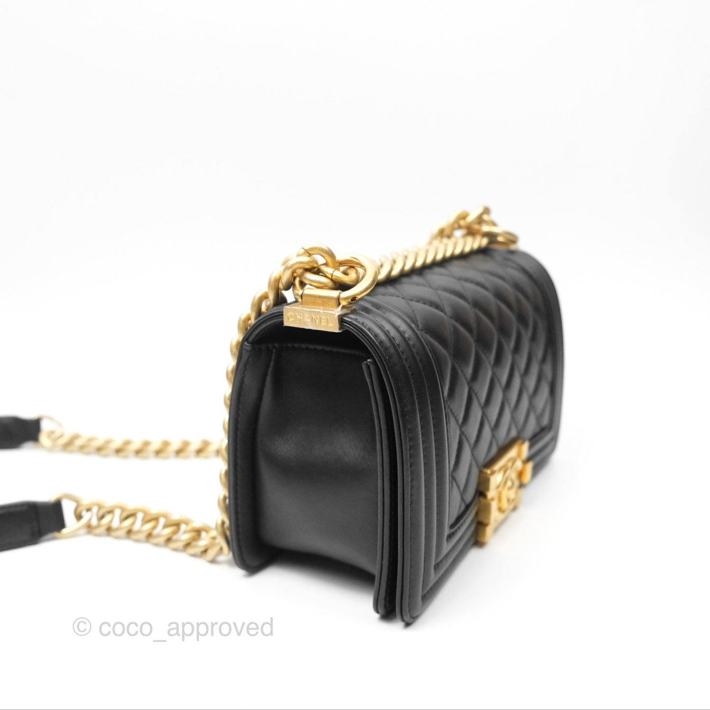 Chanel Small Boy Black Calfskin Gold Hardware