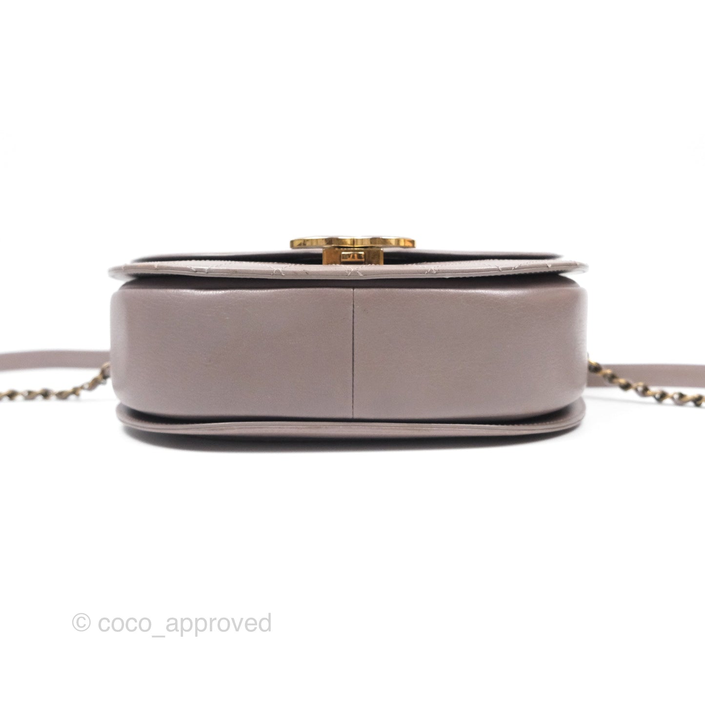 Chanel Coco Curve Flap Burnished Lilac Grey Calfskin Goatskin Antique Gold Hardware