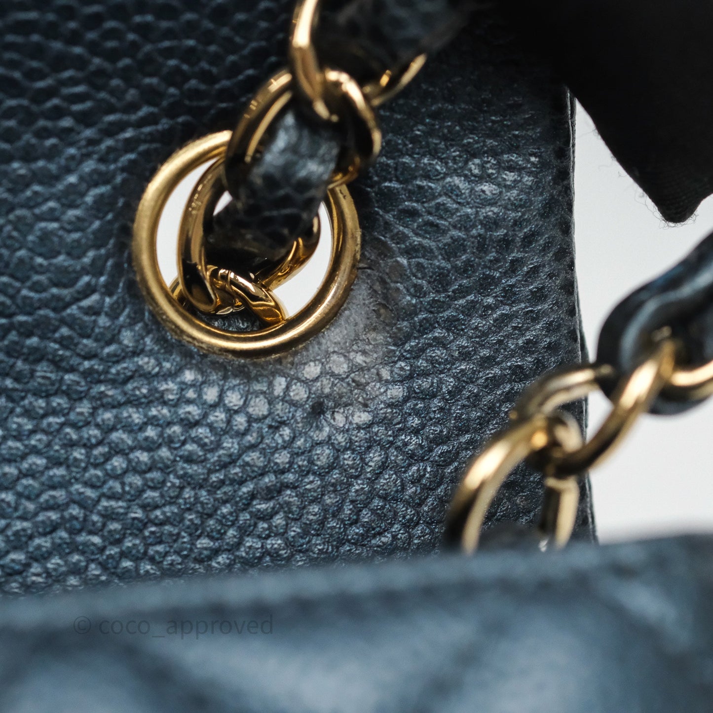 Chanel Mini Rectangular Quilted Iridescent Teal Caviar Gold Hardware