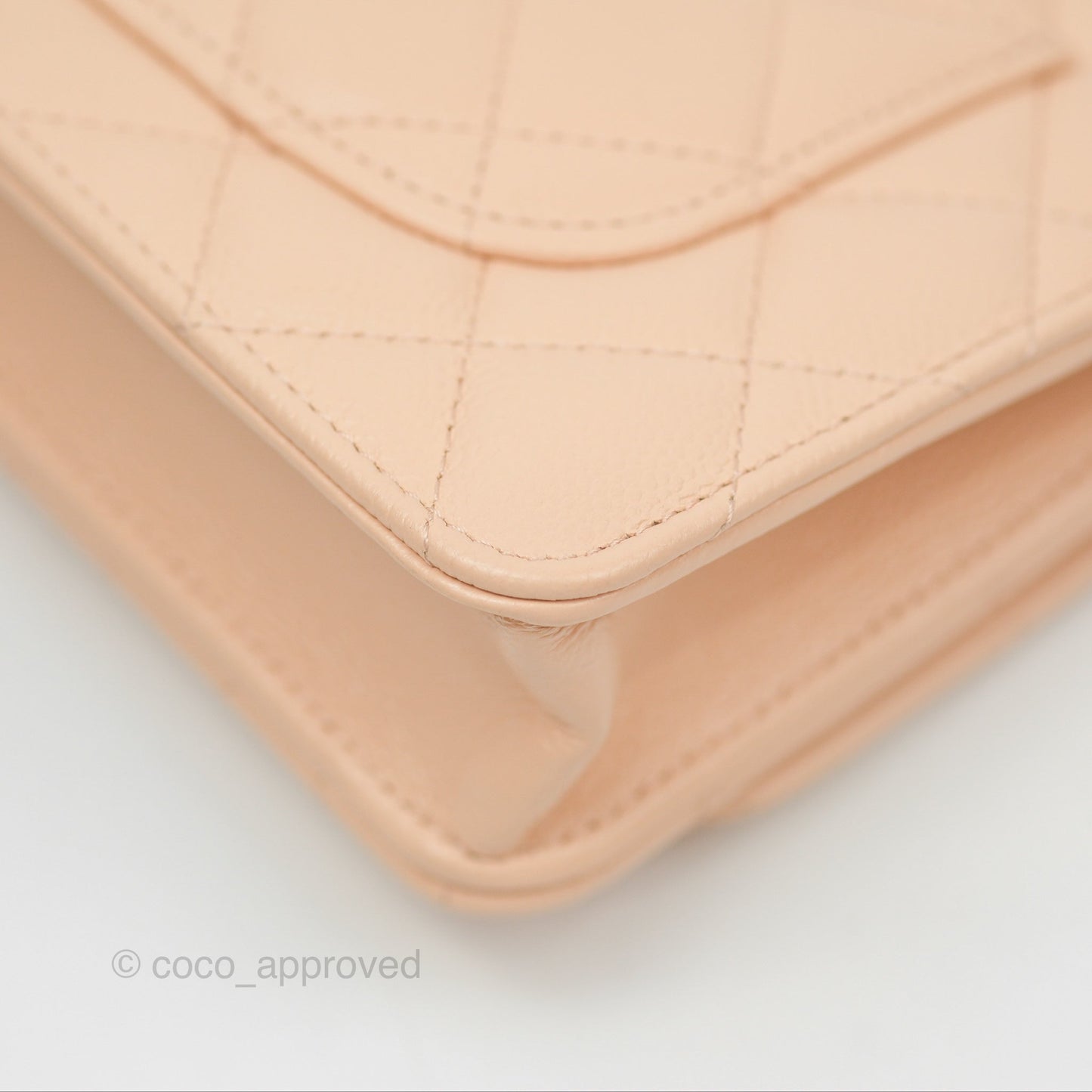 Chanel Quilted Bow Wallet On Chain WOC Light Beige Caviar Gold Hardware