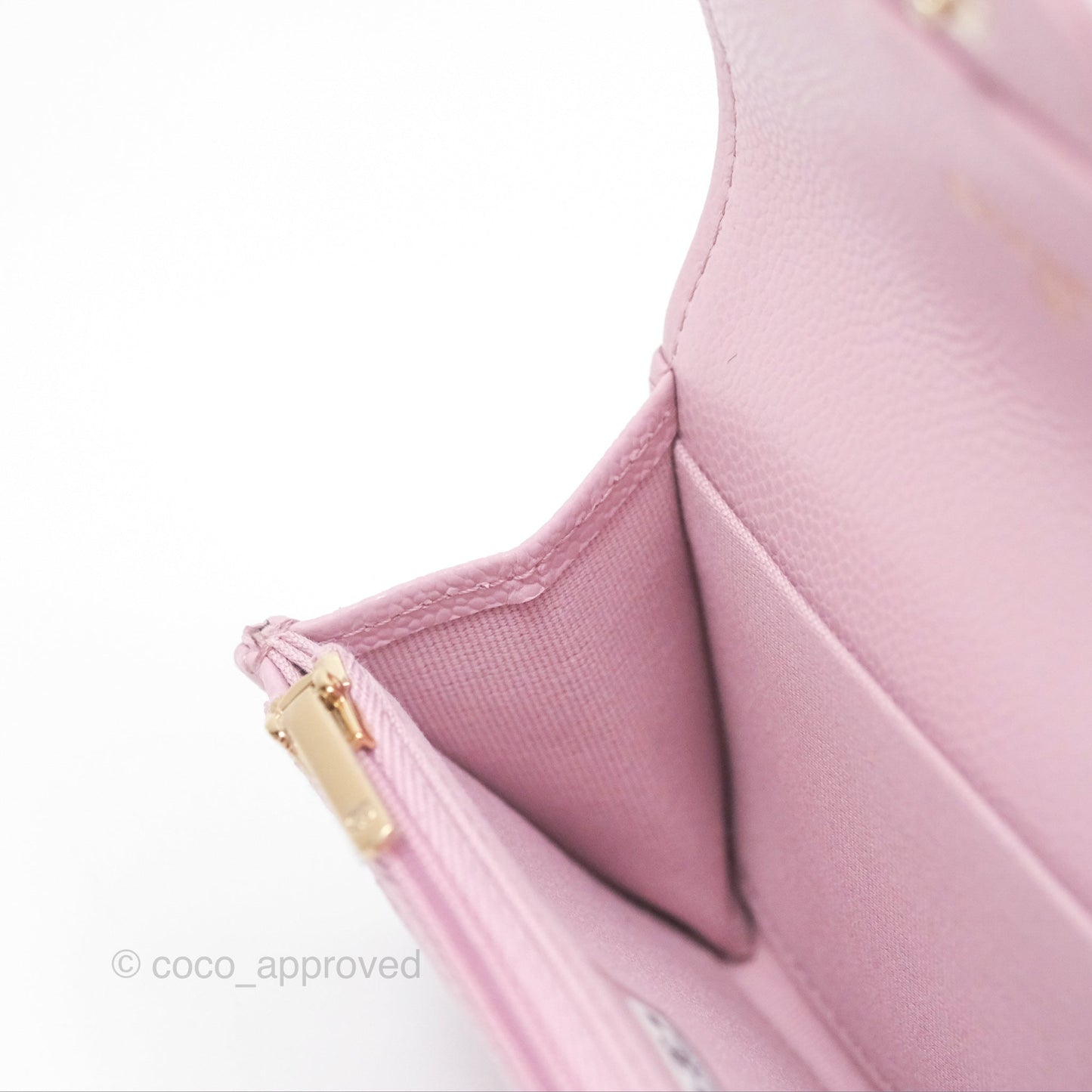 Chanel Quilted Flap Card Holder Caviar Pink Gold Hardware