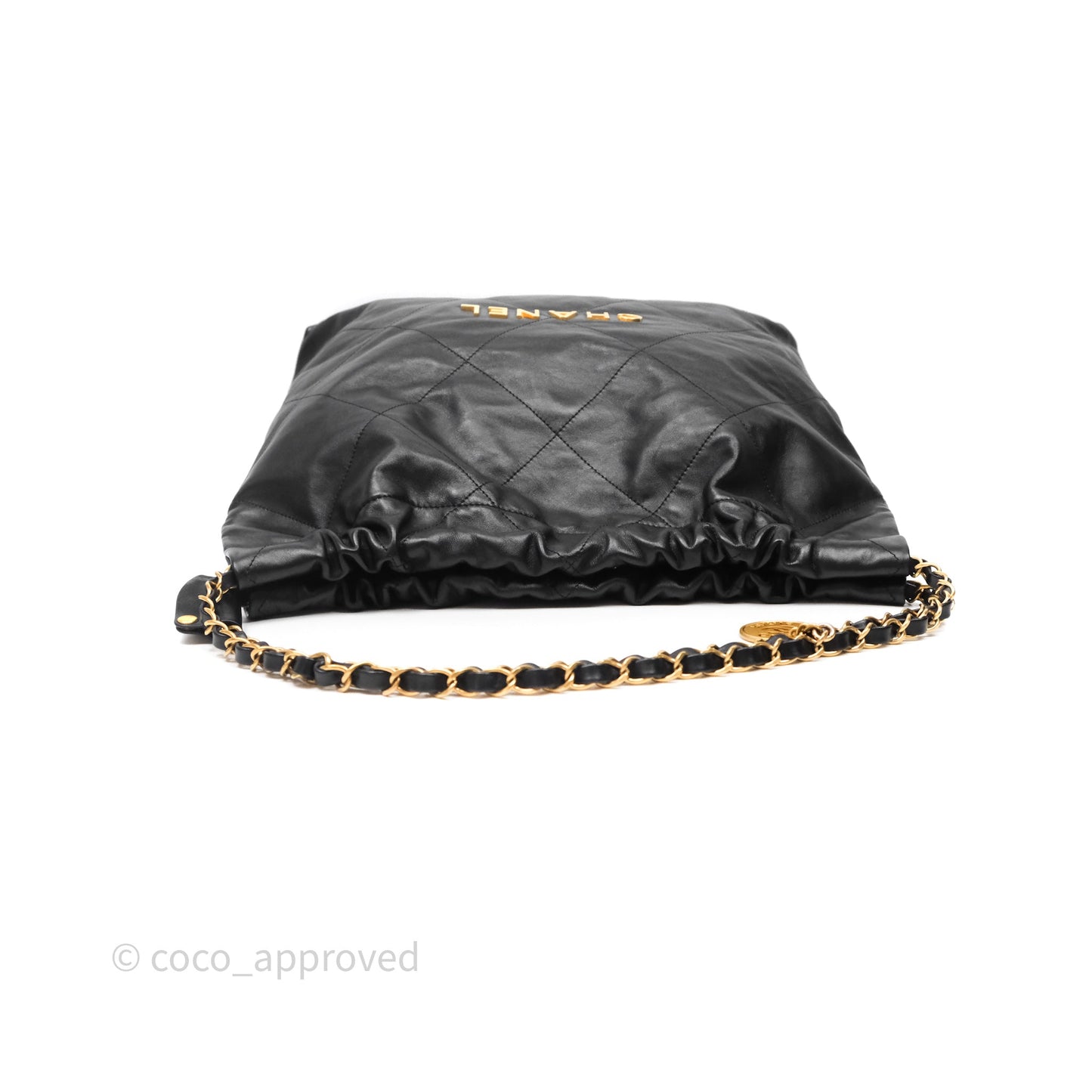 Chanel 22 Bag Medium Black Crumpled Calfskin Aged Gold Hardware