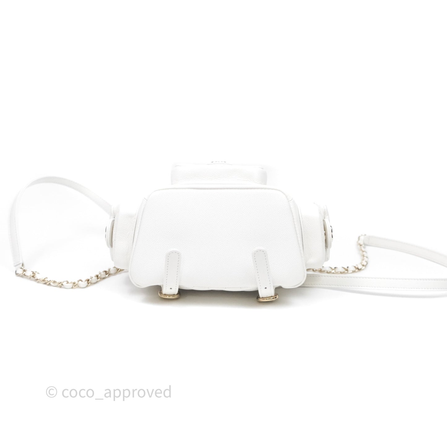 Chanel Small Duma Backpack Caviar White Gold Hardware