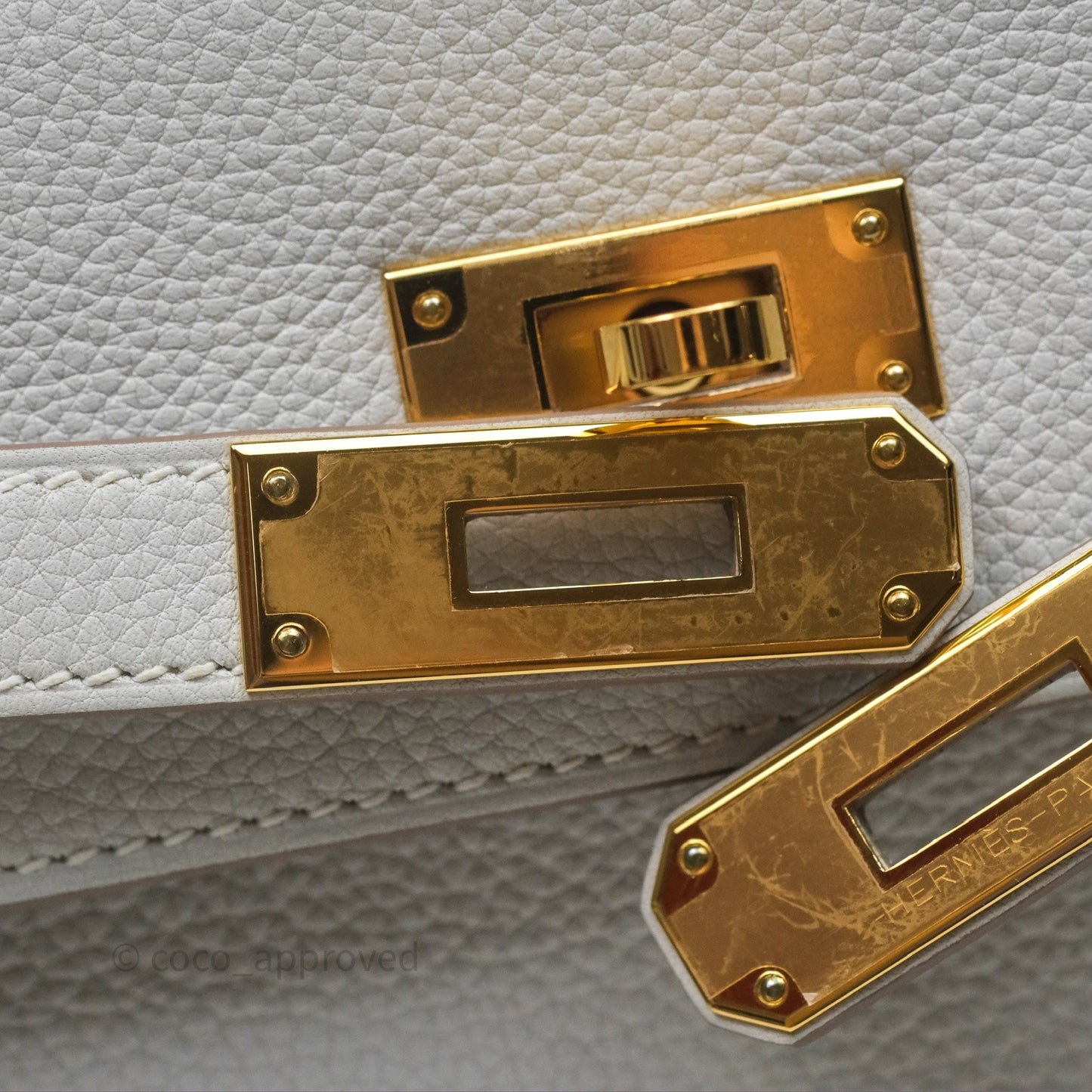 Hermès Kelly II 28 Retourne Gris Pale M4 Togo Gold Hardware