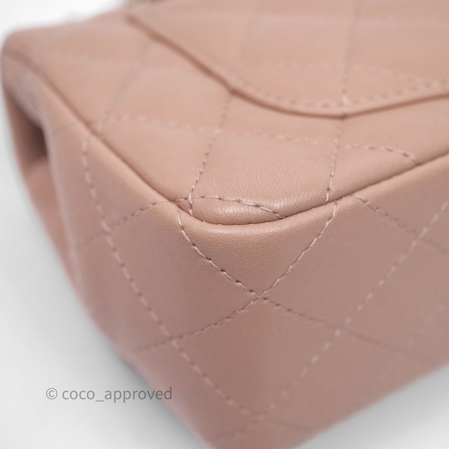 Chanel Mini Rectangular Quilted Beige Lambskin Gold Hardware