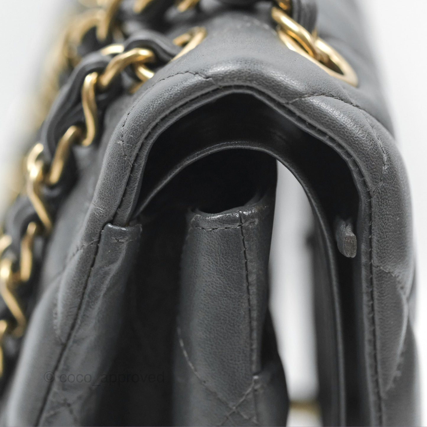 Chanel Jumbo Double Flap Dark Grey Lambskin Brushed Gold Hardware⁣⁣