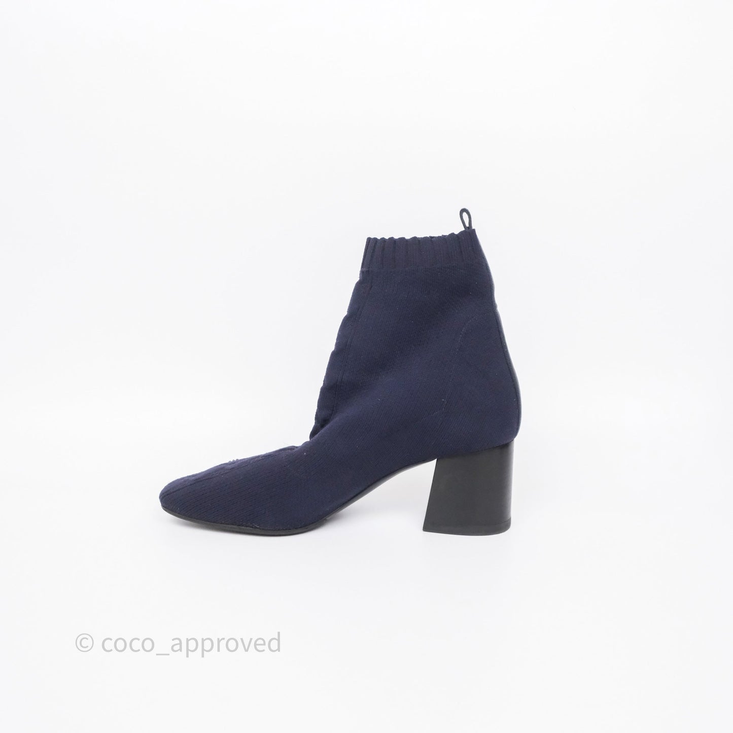 Hermes Knit Calfskin Volver 60 Ankle Boots Bleu Diplomatique Size 38