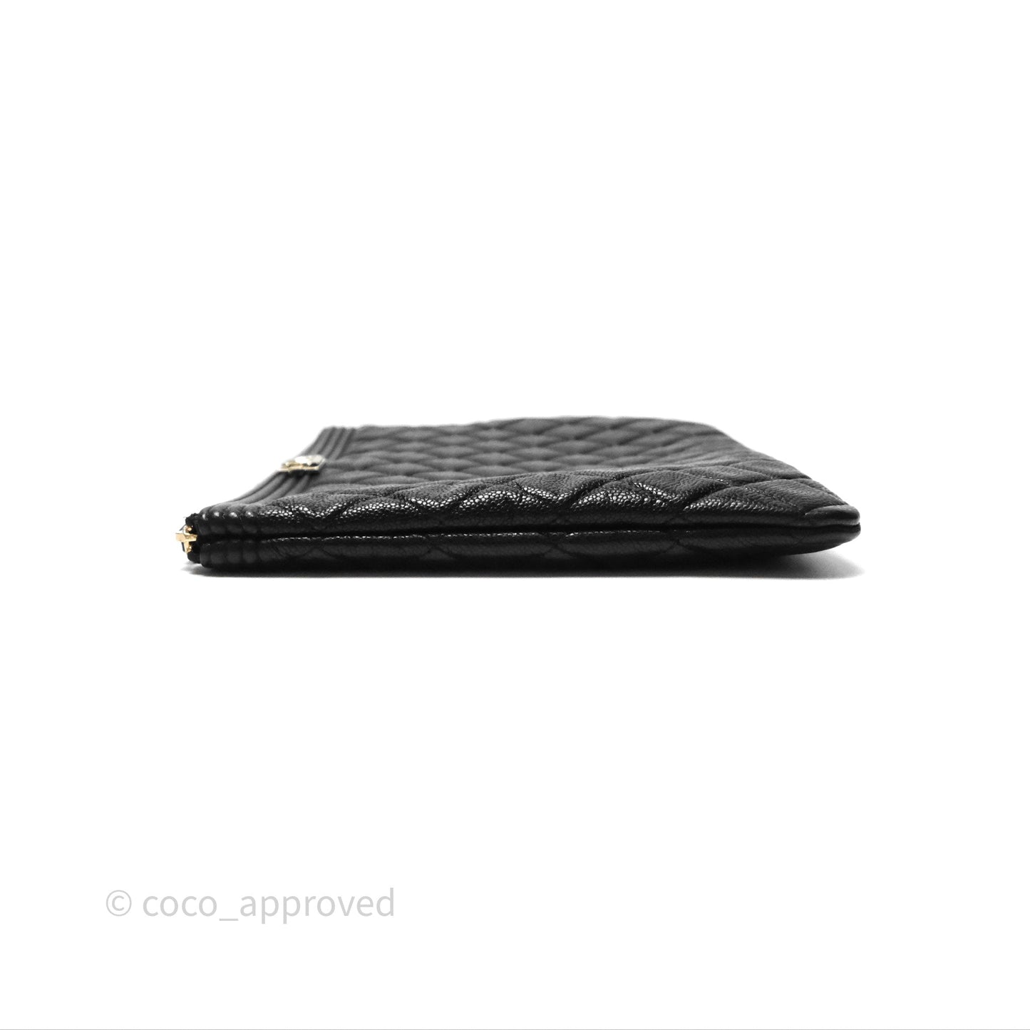 Chanel Medium O Case Boy Black Caviar Gold Hardware