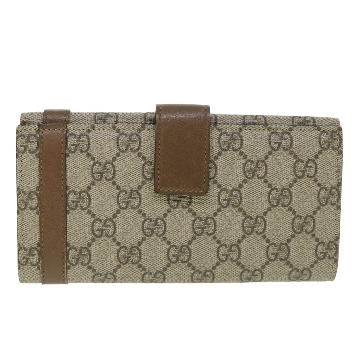 Luxury Gucci GG Canvas Long Wallet PVC Leather Beige 309754  55618