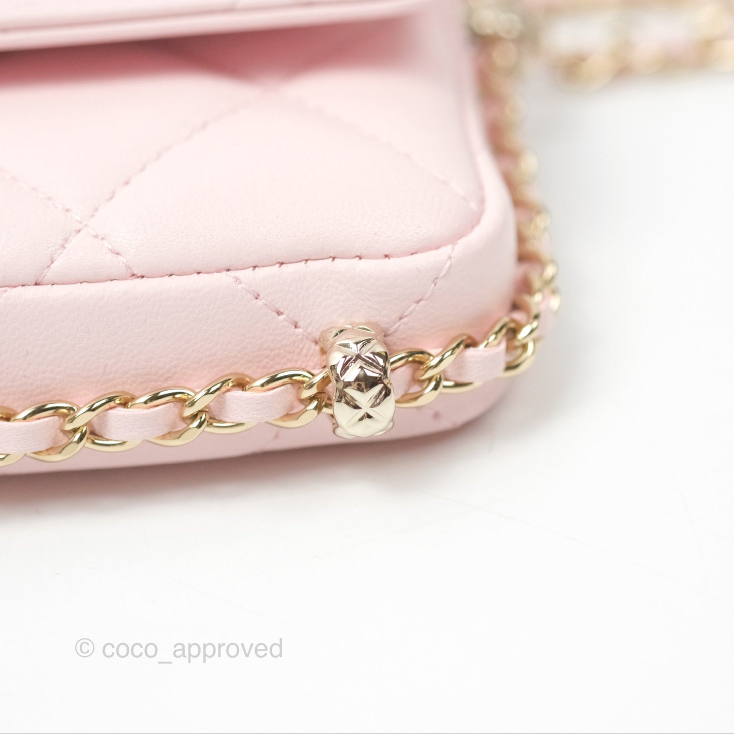 Chanel Mini Chain Around Clutch With Chain Pink Lambskin Gold Hardware