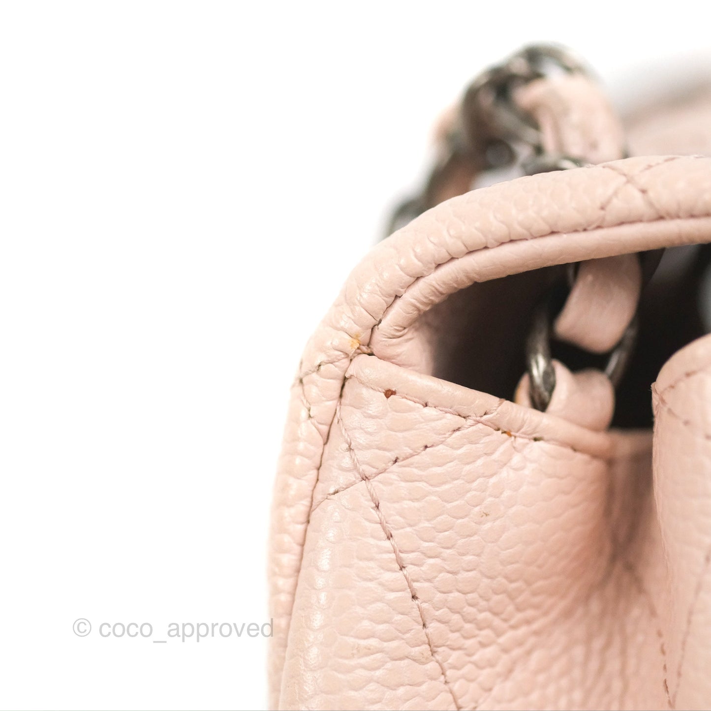 Chanel Quilted Mini Square Flap Pale Pink Caviar Ruthenium Hardware