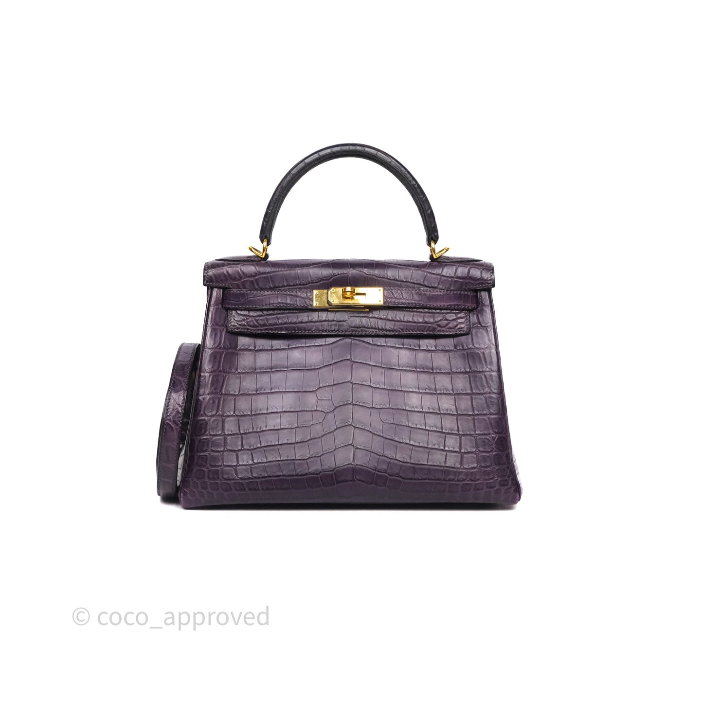 Hermès Kelly 28 Purple Crocodile Gold Hardware