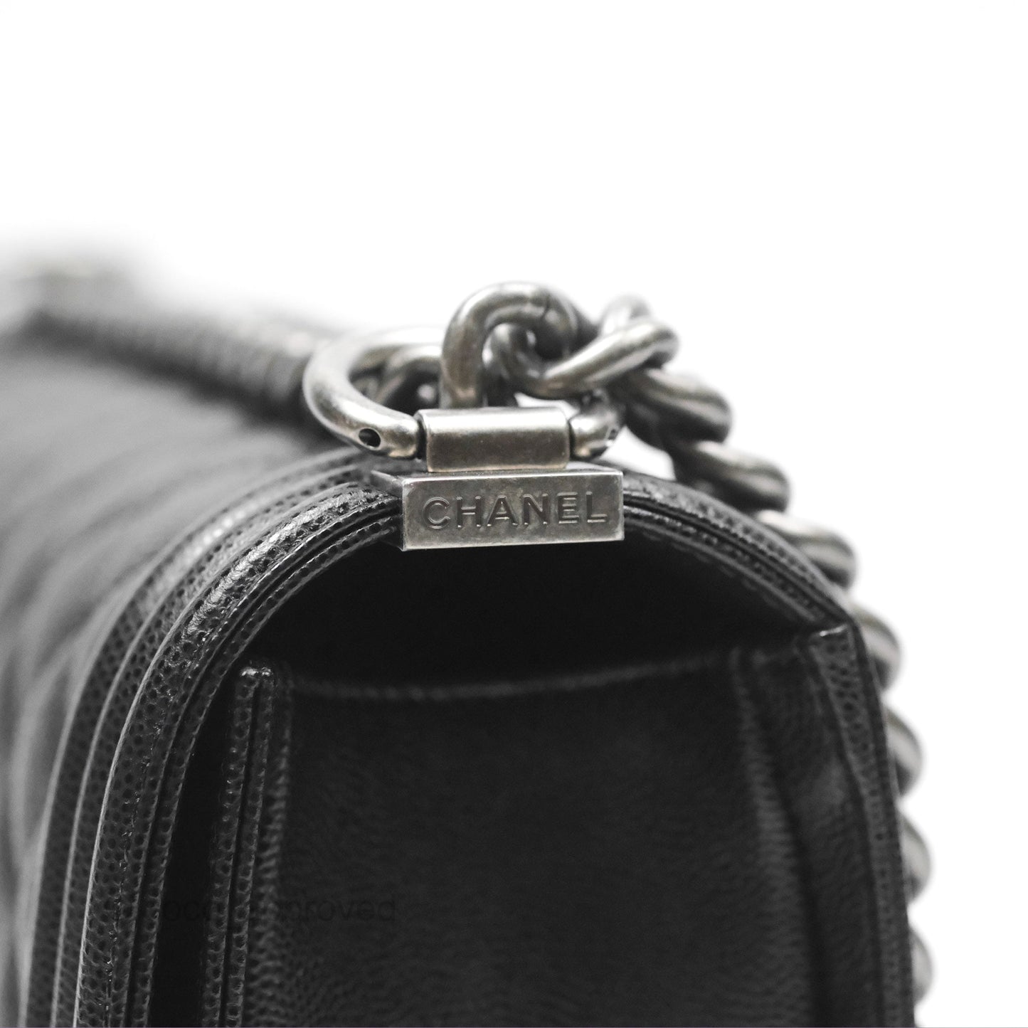 Chanel Quilted Medium Boy Black Caviar Ruthenium Hardware