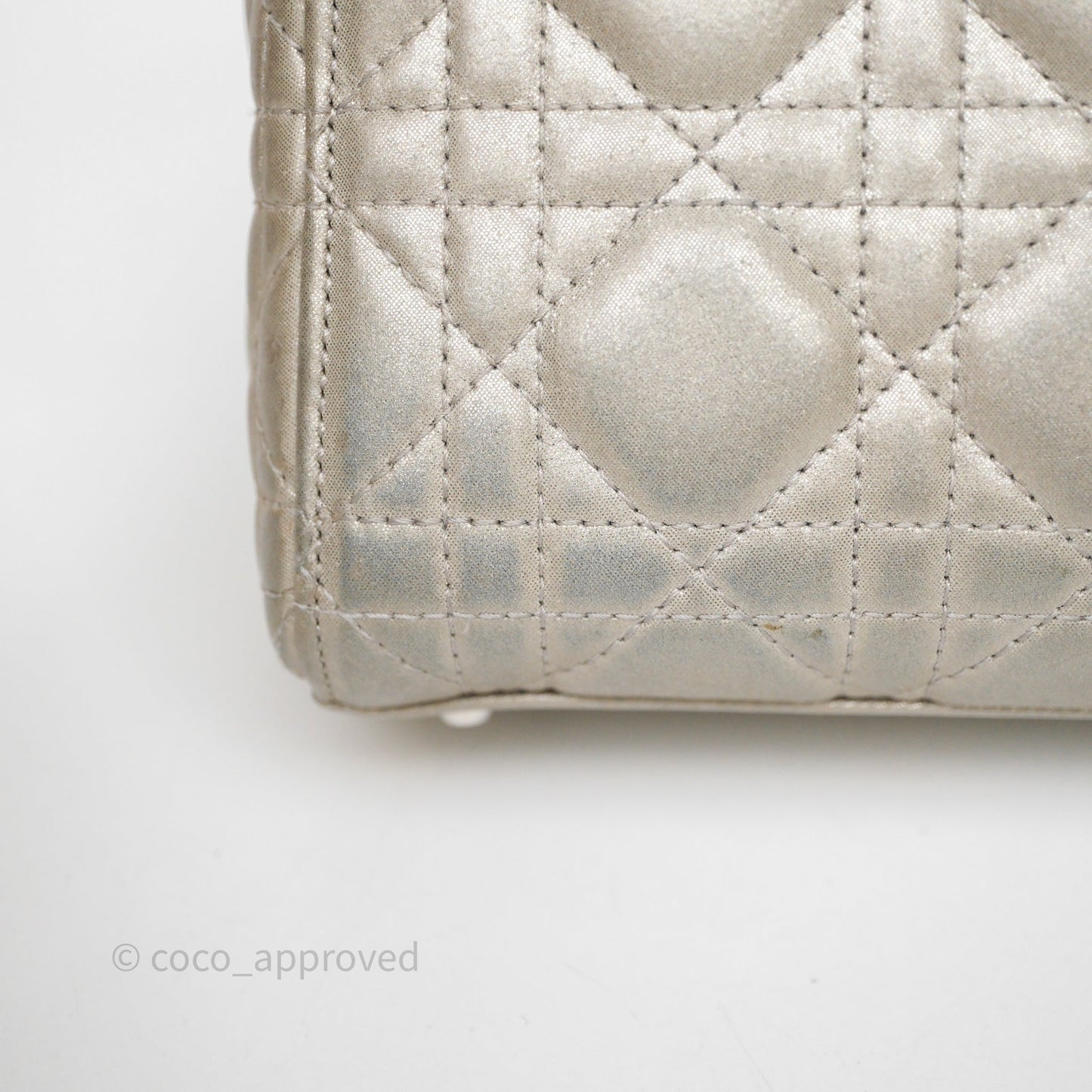 Christian Dior Mini Lady Dior Metallic Silver Nubuck Silver Hardware