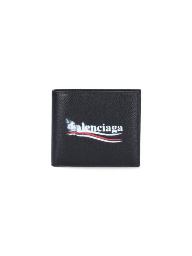 Luxury Balenciaga Wave Logo Half Wallet Black