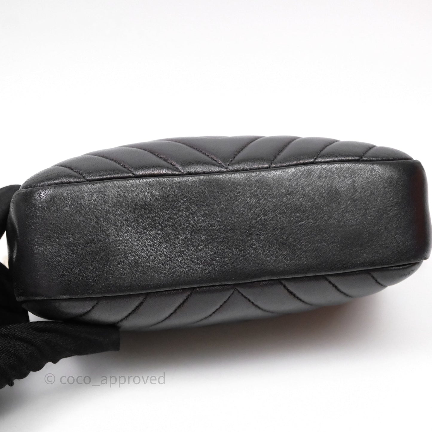 Chanel Chevron Camera Bag Black Lambskin Gold Hardware