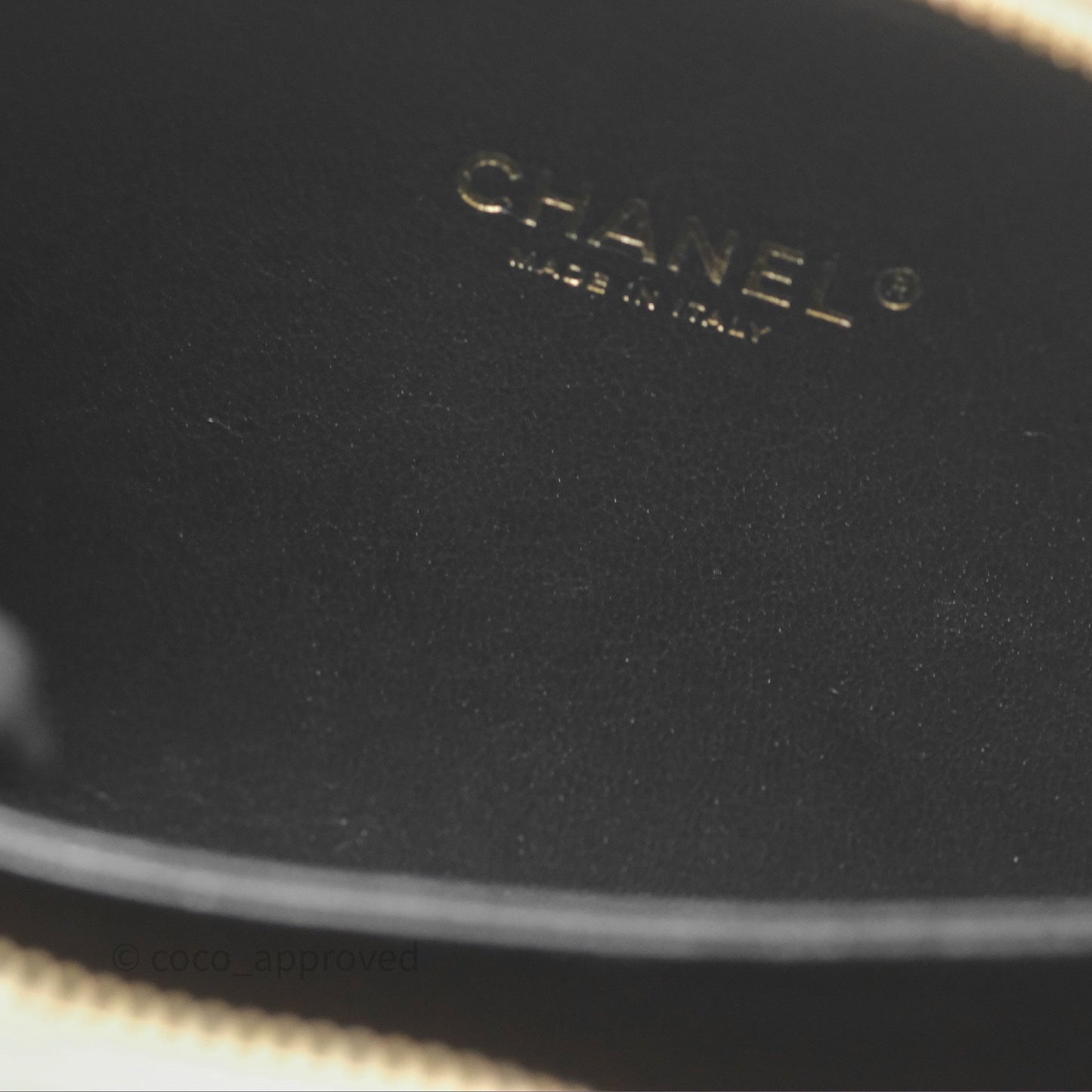 Chanel Quilted Small CC Filigree Vanity Case Beige Black Caviar Gold Hardware
