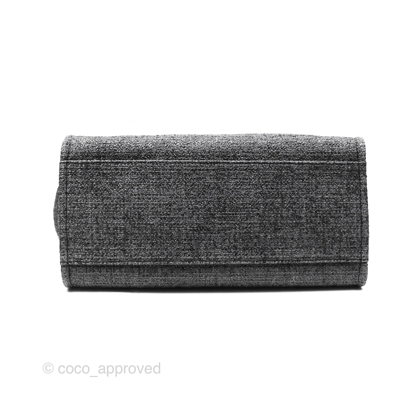Chanel Large Deauville Glitter Black Grey Raffia Gold Hardware