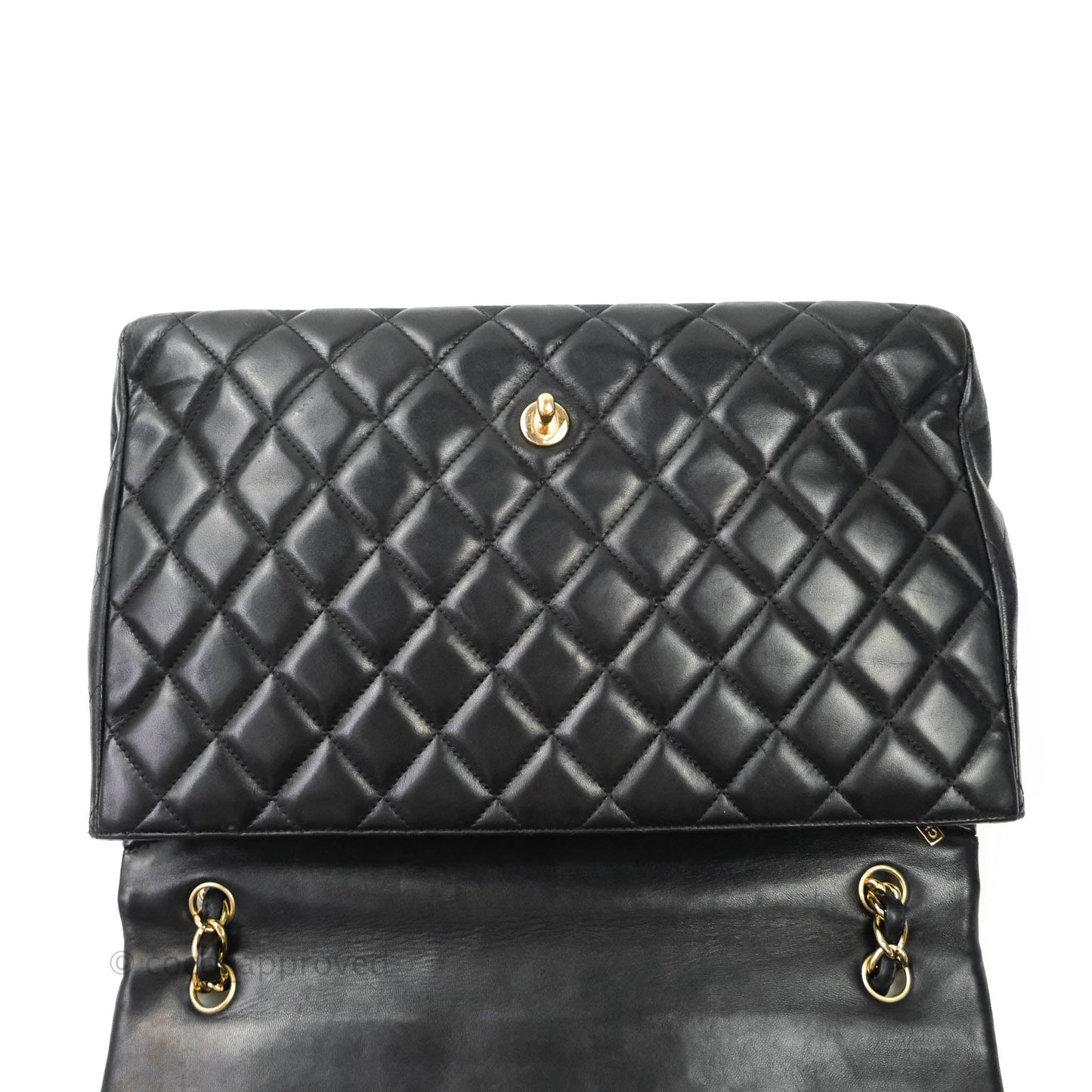 Chanel Single Flap Maxi Lambskin Black Gold Hardware