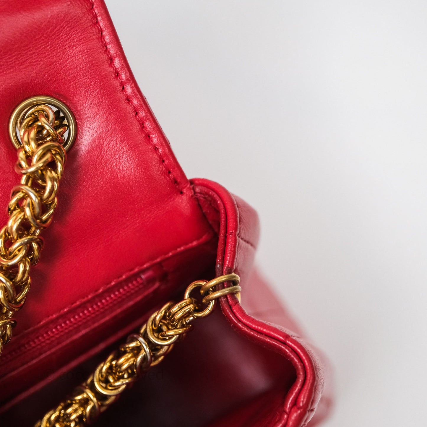 Chanel Vintage Quilted Flap Bag Red Lambskin Gold Hardware
