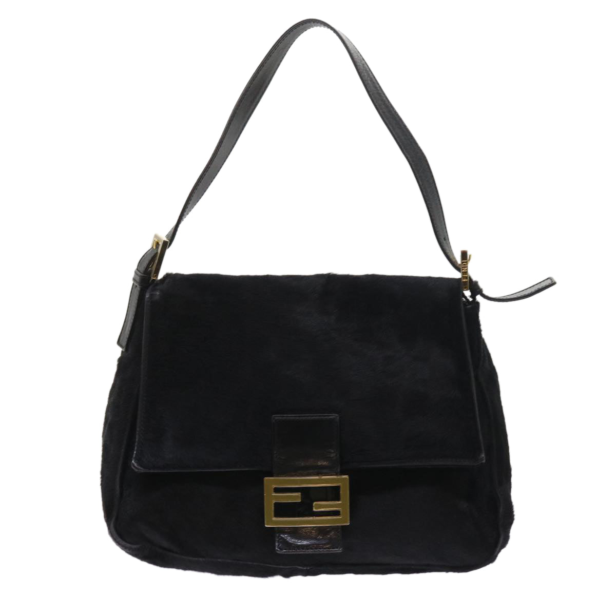 Luxury FendiMamma Baguette Shoulder Bag Harako leather Black55751
