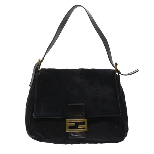 Luxury FendiMamma Baguette Shoulder Bag Harako leather Black55751