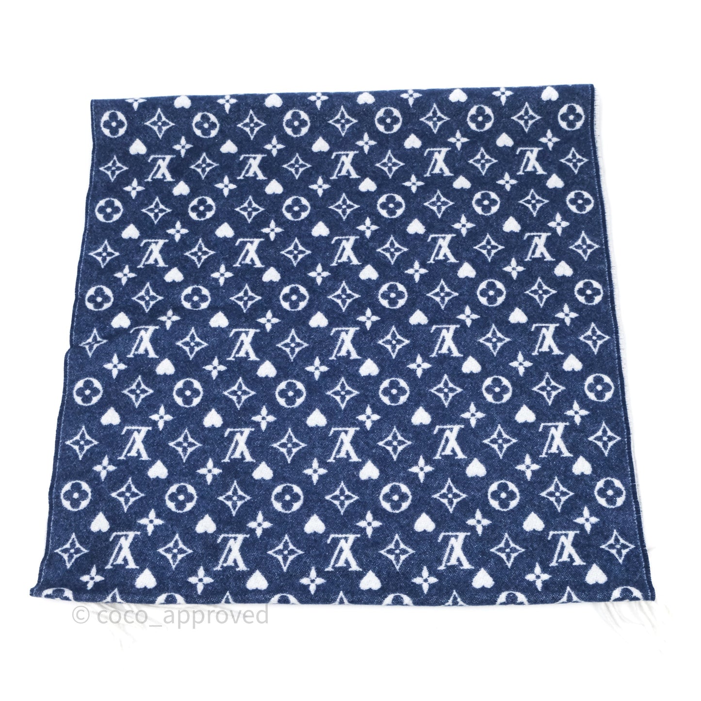 Louis Vuitton Monogram Game On Scarf Wool Blue