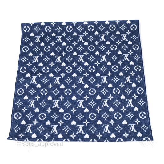 Louis Vuitton Monogram Game On Scarf Wool Blue