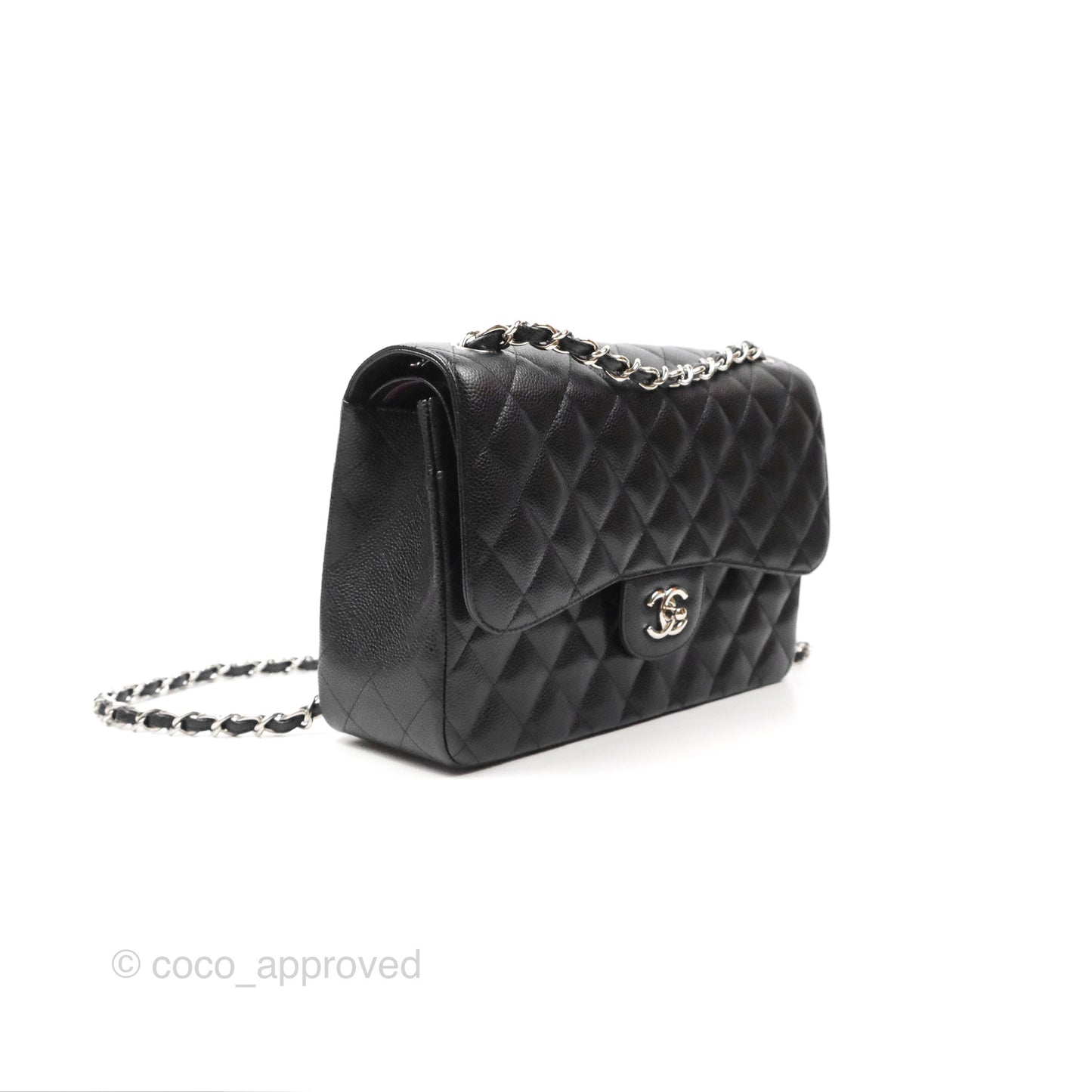 Chanel Jumbo Double Flap Quilted Black Caviar Silver Hardware