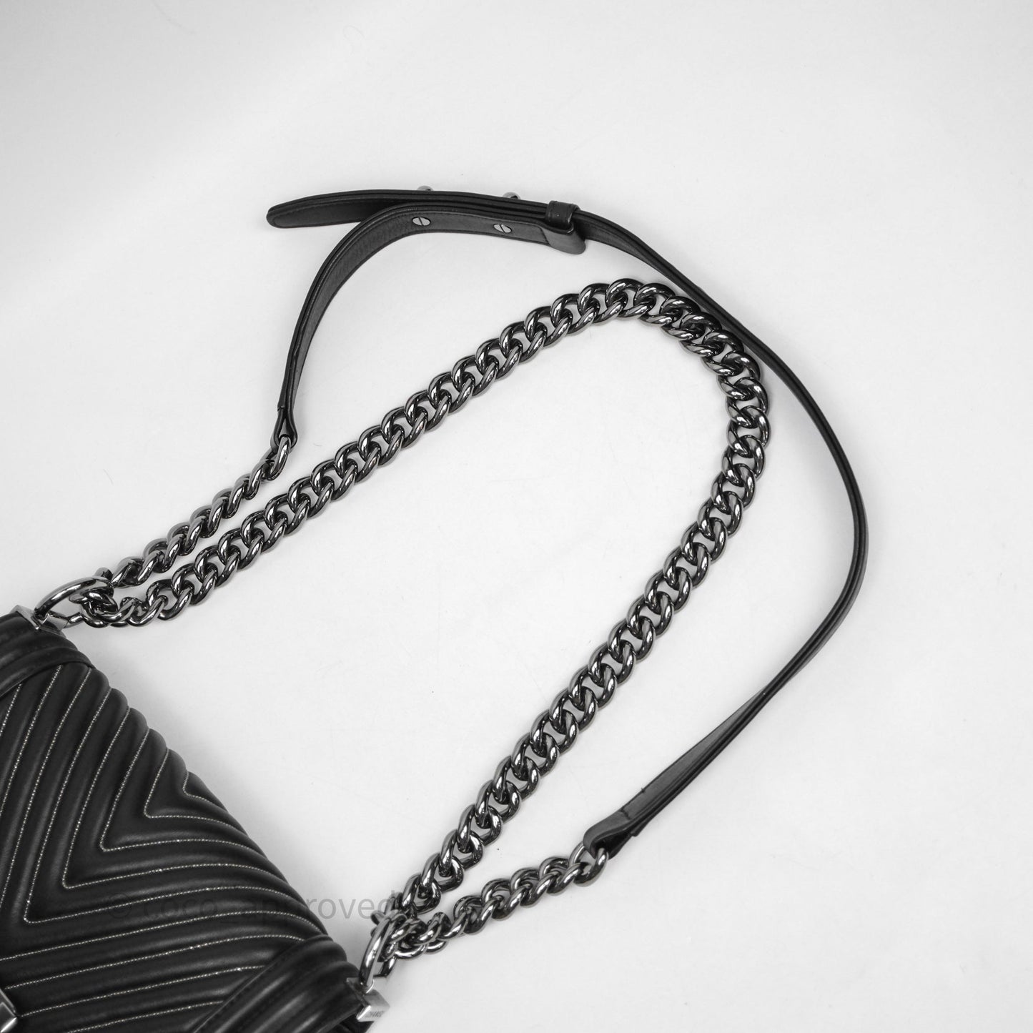 Chanel Small Boy Beaded Chevron Black Lambskin Silver Hardware