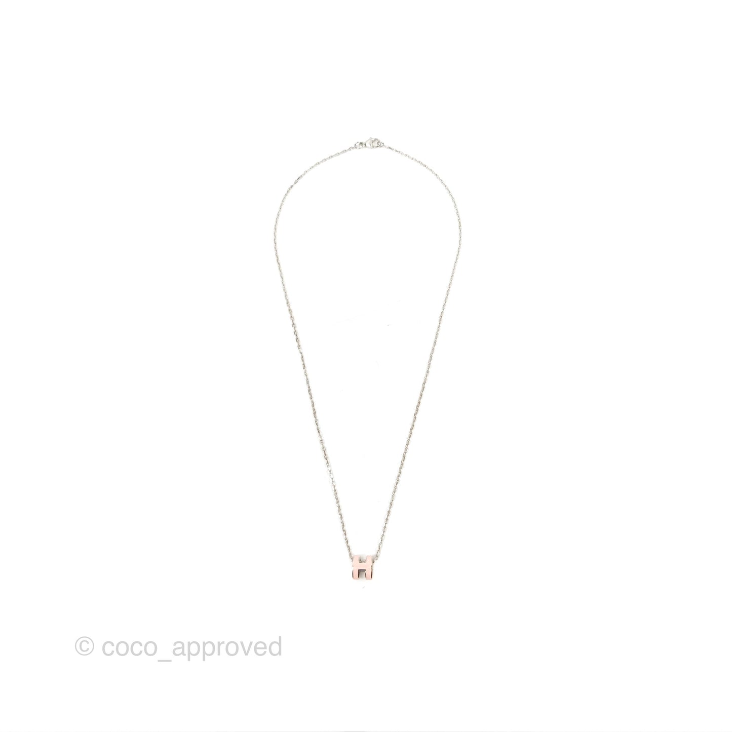 Hermès Mini Pop H Rose Dragee Pendant Necklace Palladium Hardware