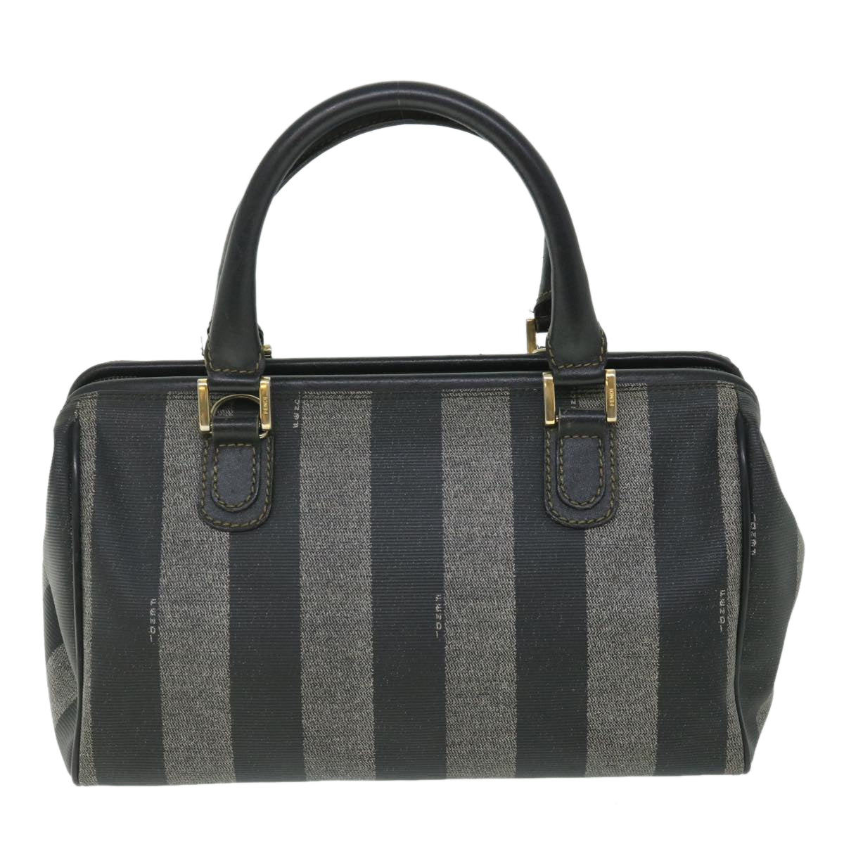 Luxury FendiPecan Canvas Hand Bag Coated Canvas 2way Gray Black55821