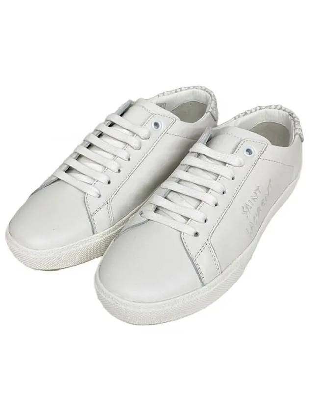 Luxury Saint Laurent Women's Court Classic Python Low Top Sneakers White