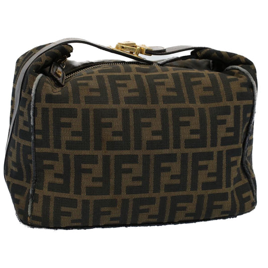Luxury FendiZucca Canvas Vanity pouch Hand Bag Brown Black55824